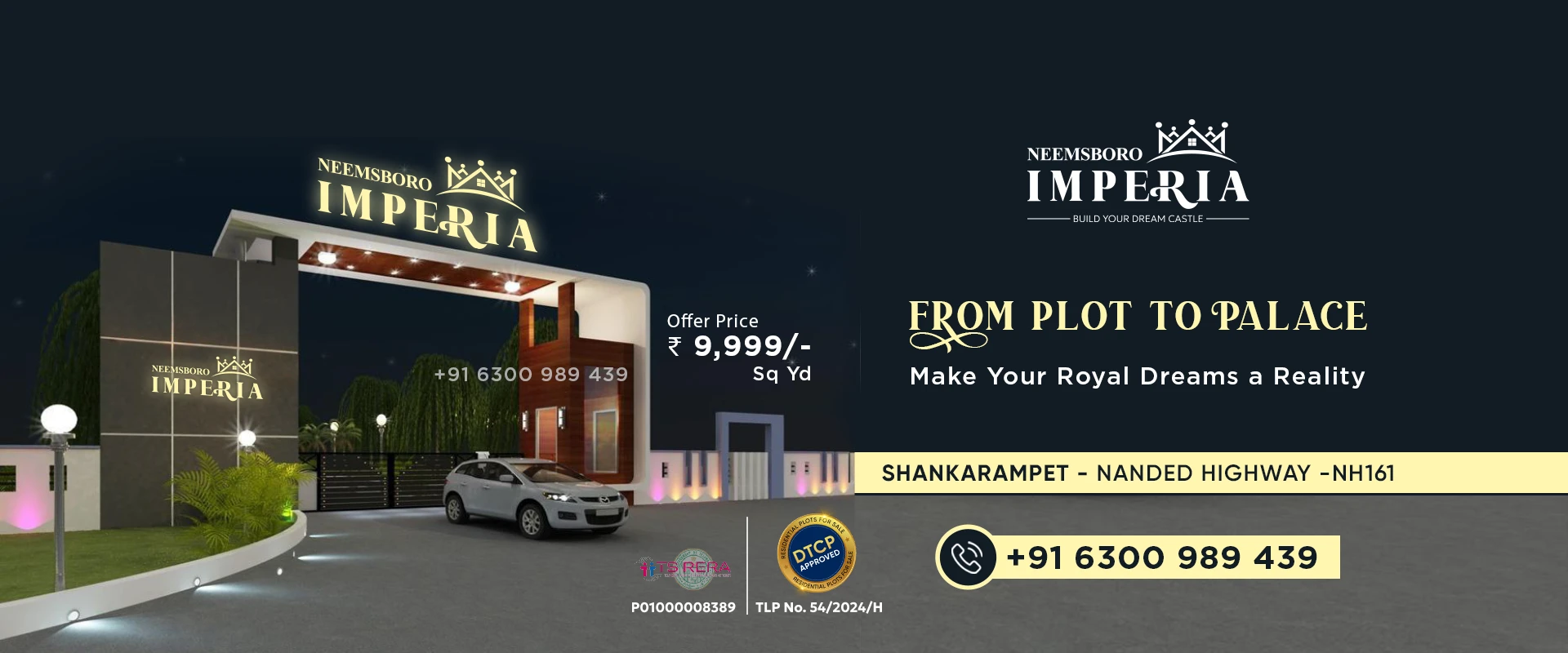 Neemsboro Imperia DTCP RERA Approved Plots Shankarampet - Nanded Highway NH161